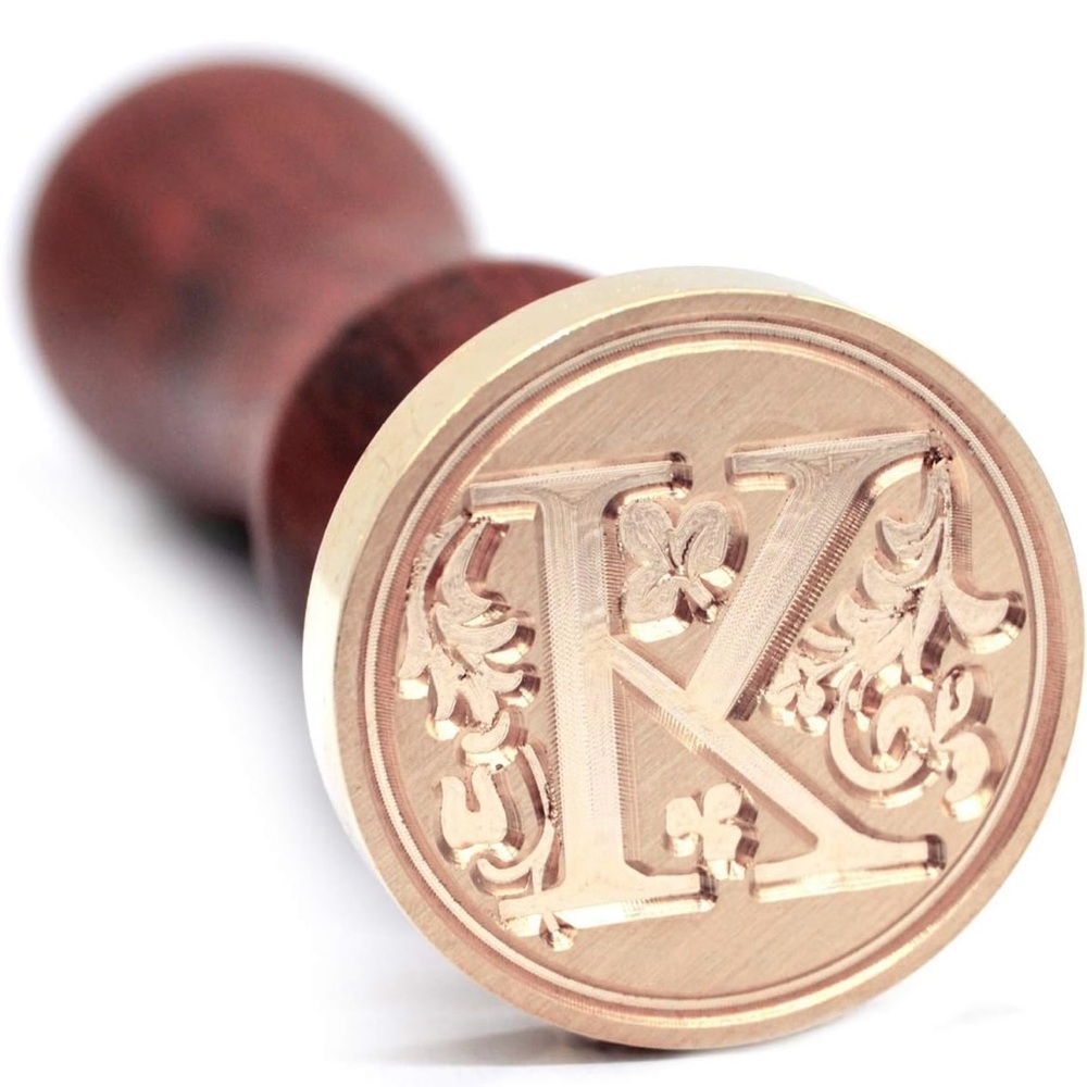 Elegant Gold Initial Seal Stamp ‘K’